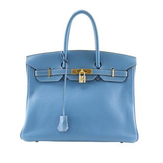 Herm&egrave;s Blue Jean Clemence Birkin Retourne 35