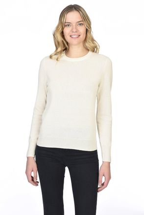 State Cashmere Womens Crew Neck Jumper 100% Pure Cashmere Sweater Long Sleeve Pullover (Small, Ivory)