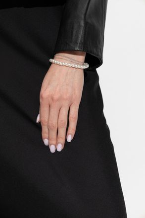 AllSaints Bracelet With Glass Pearls, Womens, Silver