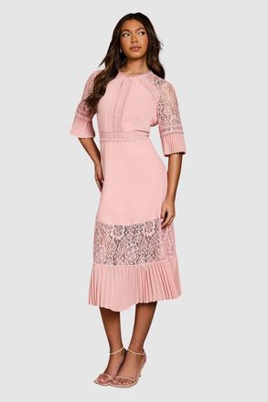 Coast Lace Insert Midi Dress in Blush at Nordstrom, Size 6