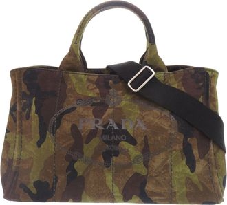 Prada Camouflage Canvas Handbag Shoulder Bag Tote Bag (Pre-Owned)