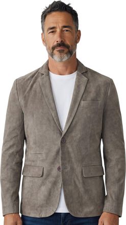 Infinity Leather Mens Italian Grey Suede Leather Blazer Jacket - Trabzon