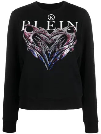 Philipp Plein Felpa con decorazione di cristalli - Nero