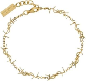 Saint Laurent Schakelarmband met logo-embleem - Dames - Armbanden - Geel - M - Accessoires