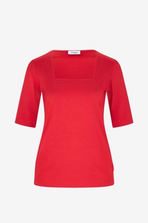 Akris T-Shirt aus Modal-Stretch mit quadratischem Ausschnitt