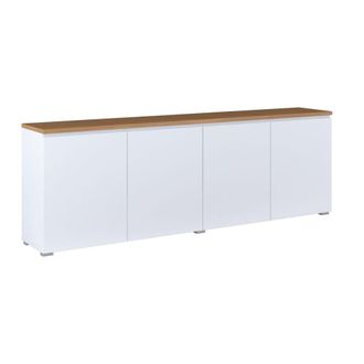 Petits Meubles Liko aparador de 4 puertas paneles laminados blanco y madera