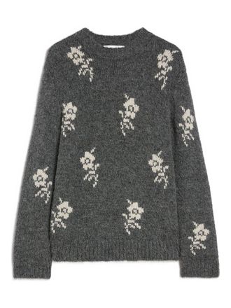 Jil Sander Medium Grey Floral Knitted Jumper