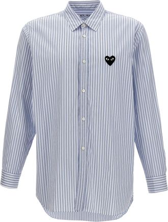 Comme Des Garçons Logo Patch Striped Shirt