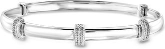 Ross-Simons Diamond-Accented Bangle Bracelet in Sterling Silver