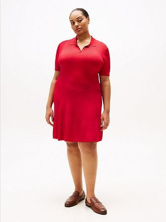 Tommy Hilfiger Curve Ribbed Mini Polo Dress