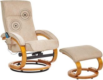 Beliani Beliani - Sillón de masaje reclinable moderno con reposapiés con calefacción de tela beige Hero