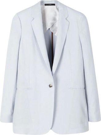 Paul Smith Blazers, female, Blue, S, Relaxed Fit Linen Blazer