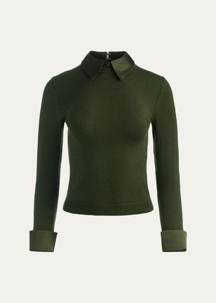 Alice & Olivia Porla Wool-Blend Spread-Collar Sweater
