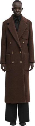 Lacoste Dubbele-breasted wollen jas - Dames - Mantel - Bruin - M - Wol - Jassen