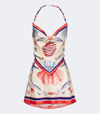 Retrof&ecirc;te Creta embellished silk-blend satin minidress