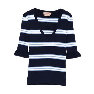 Twinset Twin-set Truien - Dames - V-hals truien - Blauw - XL - Truien & Vesten