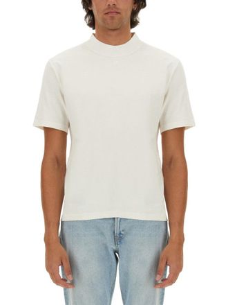 Courr&egrave;ges Logo-Embellished Cotton T-Shirt With High Neckline