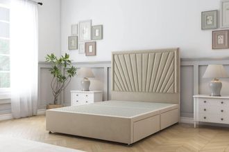 Sloomy Somerset Coniston Divan Base No Drawers 26 Headboard in Cream | Size: Super King