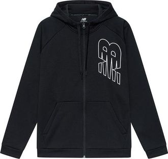 New Balance Logo Printing Sports Fleece Lined Hooded Jacket Black AMJ13020-BK