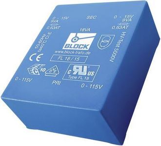 BLOCK Fl 18/12 Transformador 18 Va 2 X 12 V Ac
