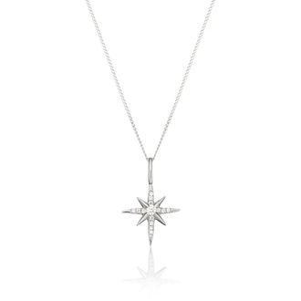 Lily & Roo Silver Diamond Style North Star Necklace