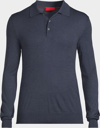 Isaia Men & apos;s Wool Polo Sweater
