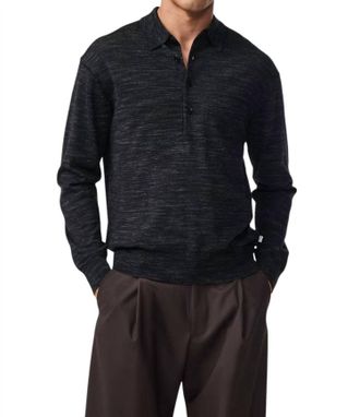 Nn.07 Raymond Long Sleeve Polo Sweater In Black