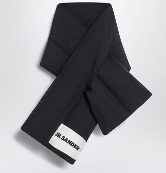 Jil Sander Black padded scarf with logo