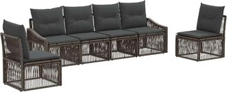 vidaXL Conjunto De Sof&aacute;s De Jard&iacute;n 6 Uds. Gris Rat&aacute;n Sint&eacute;tico Vidaxl