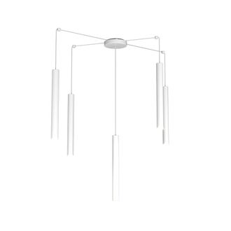 Top-Light Sospensione Moderna Round Tube Metallo Bianco 5 Luci Gu10