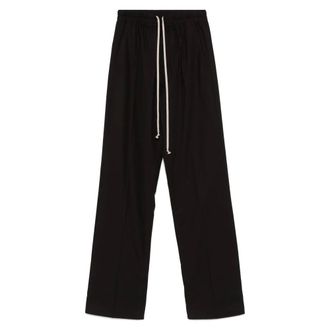 Rick Owens Straight Trousers, female, Black, S, Drawstring Trousers for a Slim Look