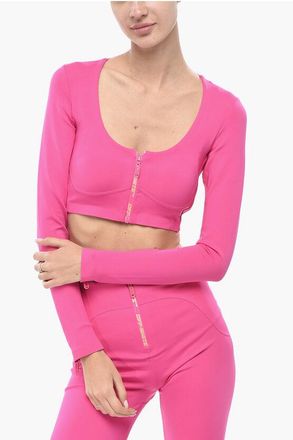 Off-white ATHLEISURE Technical Fabric Crop Top with Front Zip size Xs