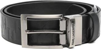 Karl Lagerfeld Leren gespriem met reli&euml;f - Zwart