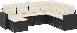 vidaXL Vidaxl - Set De Comedor De Jard&iacute;n 7 Pzas Y Cojines Rat&aacute;n Sint&eacute;tico Negro