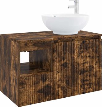 vidaXL Juego De Muebles De Ba&ntilde;o 2 Uds. Roble Ahumado Vidaxl