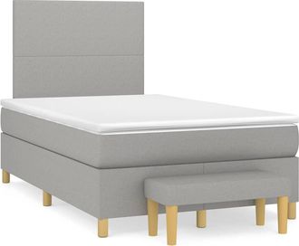 vidaXL Vidaxl - Cama Box Spring Con Colch&oacute;n Tela Gris Claro 120x190 Cm