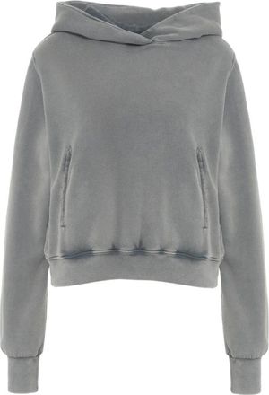 Thom Krom Hoodies & sweatvesten, Dames, Grijs, L, Grijze Cropped Hoodie voor Vrouwen