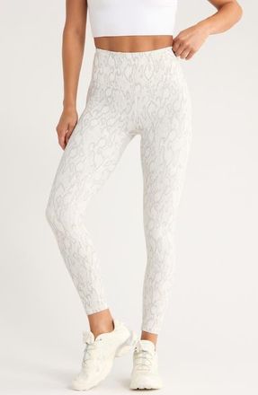 Zella Studio Luxe Print High Waist 7/8 Leggings in Ivory Geo Snake at Nordstrom, Size Small