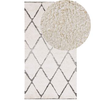 Beliani Alfombra De Algod&oacute;n Beige Y Gris 80 X 150 Cm Rectangular Tejida A Mano Con Patr&oacute;n Geom&eacute;trico Envejecido Pendik