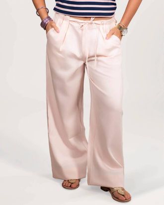 Le Lis Blanc Deux Drawstring Waist Band Wide Leg Pants In Light Pink