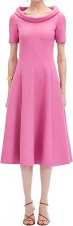 Oscar De La Renta 25Rn244Dsw Short Sleeve Funnel Neck Stretch Dress In Rosehip