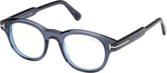 Tom Ford Round Blue Block Optical - Heren - Brillen - Blauw - 47 MM - Accessoires