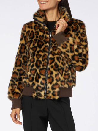 MC2 Saint Barth Woman Furry Short Jacket With Animalier Heart Print