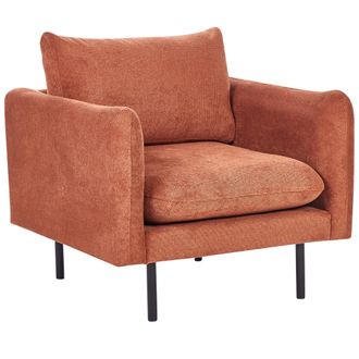 Beliani Sill&oacute;n De Tela Respaldo Acolchado Patas De Metal Negras Estilo Retro Moderno Chenilla Marr&oacute;n Dorado Vinterbro