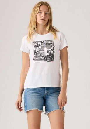 Levi's T-Shirt LEVIS LV T-Shirt THE PERFECT TEE NEUTRALS, Damen, Gr. XS (34), zine cowboy grid hellwei&szlig;, Jersey, Obermaterial: 100% Baumwolle, bedruckt, norm