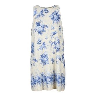 Twinset Kleedjes, Dames, Veelkleurig, L, Katoen, Linnen Katoenen Jurk Knoopsluiting Gevoerd