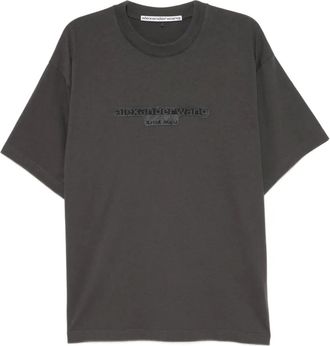 Alexander Wang logo-embroidered T-shirt - women - Cotton - M - Grey