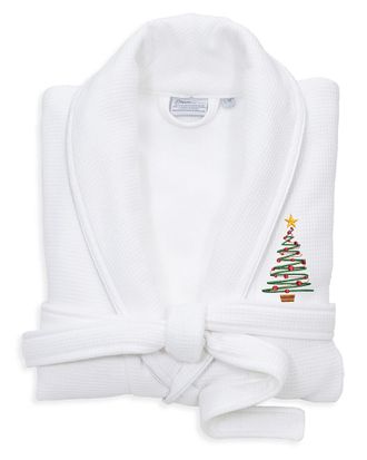 Linum Home Textiles Waffle Terry Embroidered Holiday Bath Robe