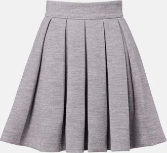 Balmain Pleated wool and cotton-blend miniskirt