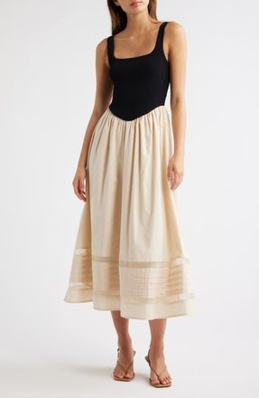 Moon River Sleeveless Mixed Media Maxi Dress in Black Multi at Nordstrom, Size X-Small